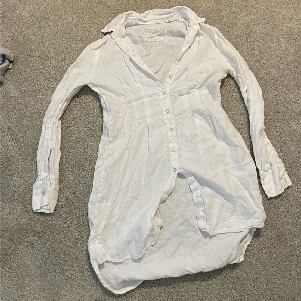 Women's White Button-Up Shirt Dress
